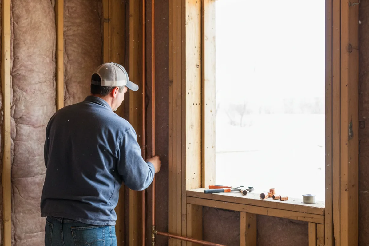Licensed plumber running new copper supply lines in a Fayette City home
